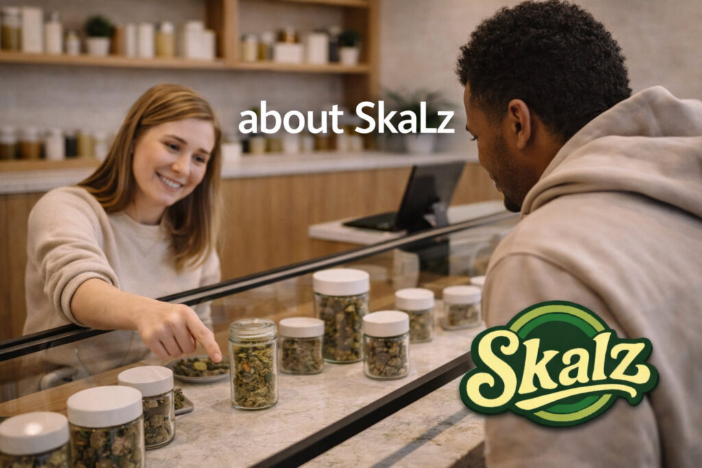 Inside SkaLz adult-use cannabis dispensary in Vestal, NY — clean, welcoming shopping experience